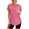 image:imageXIEERDUO Womens Workout Tops Short Sleeve Shirts Sun Protection UPF 50 Quick Dry Outfits for Hiking Running V Neck S3XL06 Watermelon Pink