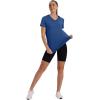 image:imageXIEERDUO Womens Workout Tops Short Sleeve Shirts Sun Protection UPF 50 Quick Dry Outfits for Hiking Running V Neck S3XL07 Dark Blue