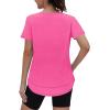 image:imageXIEERDUO Womens Workout Tops Short Sleeve Shirts Sun Protection UPF 50 Quick Dry Outfits for Hiking Running V Neck S3XL08 Hot Pink