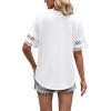 image:imageXIEERDUO Womens Summer Tops Dressy Casual Blouses for Women V Neck Short Sleeve Shirts Fashion Clothes Curved Hem FlowyA White