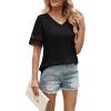 image:imageXIEERDUO Womens Summer Tops Dressy Casual Blouses for Women V Neck Short Sleeve Shirts Fashion Clothes Curved Hem FlowyBlack