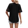 image:imageXIEERDUO Womens Summer Tops Dressy Casual Blouses for Women V Neck Short Sleeve Shirts Fashion Clothes Curved Hem FlowyBlack