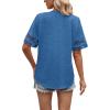 image:imageXIEERDUO Womens Summer Tops Dressy Casual Blouses for Women V Neck Short Sleeve Shirts Fashion Clothes Curved Hem FlowyBlue