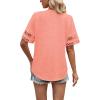 image:imageXIEERDUO Womens Summer Tops Dressy Casual Blouses for Women V Neck Short Sleeve Shirts Fashion Clothes Curved Hem FlowyCoral