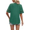 image:imageXIEERDUO Womens Summer Tops Dressy Casual Blouses for Women V Neck Short Sleeve Shirts Fashion Clothes Curved Hem FlowyGreen