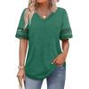 image:imageXIEERDUO Womens Summer Tops Dressy Casual Blouses for Women V Neck Short Sleeve Shirts Fashion Clothes Curved Hem FlowyGreen