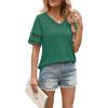 image:imageXIEERDUO Womens Summer Tops Dressy Casual Blouses for Women V Neck Short Sleeve Shirts Fashion Clothes Curved Hem FlowyGreen