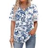 image:imageXIEERDUO Womens Summer Tops Dressy Casual Blouses for Women V Neck Short Sleeve Shirts Fashion Clothes Curved Hem FlowyZ Printed White