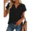 image:imageWomens Tops Dressy Casual V Neck Rolled Sleeve T Shirts Fashion Clothing Business Casual Outfits Beach Vacation ClothesAblack