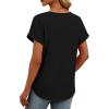 image:imageWomens Tops Dressy Casual V Neck Rolled Sleeve T Shirts Fashion Clothing Business Casual Outfits Beach Vacation ClothesAblack