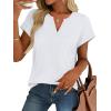 image:imageWomens Tops Dressy Casual V Neck Rolled Sleeve T Shirts Fashion Clothing Business Casual Outfits Beach Vacation ClothesBwhite