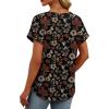 image:imageWomens Tops Dressy Casual V Neck Rolled Sleeve T Shirts Fashion Clothing Business Casual Outfits Beach Vacation ClothesDblack Floral