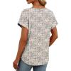 image:imageWomens Tops Dressy Casual V Neck Rolled Sleeve T Shirts Fashion Clothing Business Casual Outfits Beach Vacation ClothesEbeige Print