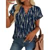 image:imageWomens Tops Dressy Casual V Neck Rolled Sleeve T Shirts Fashion Clothing Business Casual Outfits Beach Vacation ClothesGnavy Print