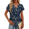 image:imageWomens Tops Dressy Casual V Neck Rolled Sleeve T Shirts Fashion Clothing Business Casual Outfits Beach Vacation ClothesGnavy Print