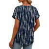 image:imageWomens Tops Dressy Casual V Neck Rolled Sleeve T Shirts Fashion Clothing Business Casual Outfits Beach Vacation ClothesGnavy Print