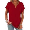 image:imageWomens Tops Dressy Casual V Neck Rolled Sleeve T Shirts Fashion Clothing Business Casual Outfits Beach Vacation ClothesHred
