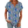 image:imageWomens Tops Dressy Casual V Neck Rolled Sleeve T Shirts Fashion Clothing Business Casual Outfits Beach Vacation ClothesJblue Purple Pattern