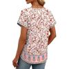 image:imageWomens Tops Dressy Casual V Neck Rolled Sleeve T Shirts Fashion Clothing Business Casual Outfits Beach Vacation ClothesLpink Print