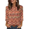 image:imageXIEERDUO 34 Length Sleeve Tops for Women Business Casual Blouses Slit Side Shirts Blouses Summer Fashion Clothes 20261boho Print