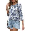 image:imageXIEERDUO 34 Length Sleeve Tops for Women Business Casual Blouses Slit Side Shirts Blouses Summer Fashion Clothes 20261floral Blue