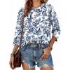 image:imageXIEERDUO 34 Length Sleeve Tops for Women Business Casual Blouses Slit Side Shirts Blouses Summer Fashion Clothes 20261floral Blue
