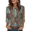 image:imageXIEERDUO 34 Length Sleeve Tops for Women Business Casual Blouses Slit Side Shirts Blouses Summer Fashion Clothes 20261floral Multicolor