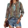 image:imageXIEERDUO 34 Length Sleeve Tops for Women Business Casual Blouses Slit Side Shirts Blouses Summer Fashion Clothes 20261floral Multicolor