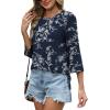image:imageXIEERDUO 34 Length Sleeve Tops for Women Business Casual Blouses Slit Side Shirts Blouses Summer Fashion Clothes 20261floral Navy