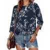 image:imageXIEERDUO 34 Length Sleeve Tops for Women Business Casual Blouses Slit Side Shirts Blouses Summer Fashion Clothes 20261floral Navy