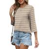 image:imageXIEERDUO 34 Length Sleeve Tops for Women Business Casual Blouses Slit Side Shirts Blouses Summer Fashion Clothes 20261floral Stripes