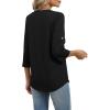 image:imageXIEERDUO 34 Length Sleeve Womens Tops V Neck T Shirts Both Side Buttons Blouses Business Casual Outfits Loose FitBlack