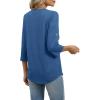 image:imageXIEERDUO 34 Length Sleeve Womens Tops V Neck T Shirts Both Side Buttons Blouses Business Casual Outfits Loose FitBlue