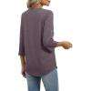 image:imageXIEERDUO 34 Length Sleeve Womens Tops V Neck T Shirts Both Side Buttons Blouses Business Casual Outfits Loose FitGrey Purple