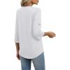 image:imageXIEERDUO 34 Length Sleeve Womens Tops V Neck T Shirts Both Side Buttons Blouses Business Casual Outfits Loose FitWhite