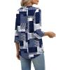 image:imageXIEERDUO 34 Length Sleeve Womens Tops V Neck T Shirts Both Side Buttons Blouses Business Casual Outfits Loose FitZ Blue Geometry
