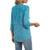 image:imageXIEERDUO 34 Length Sleeve Womens Tops V Neck T Shirts Both Side Buttons Blouses Business Casual Outfits Loose FitZ Blue Printed
