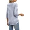 image:imageXIEERDUO 34 Length Sleeve Womens Tops V Neck T Shirts Both Side Buttons Blouses Business Casual Outfits Loose FitZ Blue Stripe