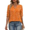 image:imageXIEERDUO 34 Length Sleeve Womens Tops V Neck T Shirts Both Side Buttons Blouses Business Casual Outfits Loose FitZ Brown Geometry