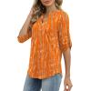 image:imageXIEERDUO 34 Length Sleeve Womens Tops V Neck T Shirts Both Side Buttons Blouses Business Casual Outfits Loose FitZ Brown Geometry