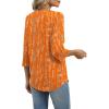 image:imageXIEERDUO 34 Length Sleeve Womens Tops V Neck T Shirts Both Side Buttons Blouses Business Casual Outfits Loose FitZ Brown Geometry
