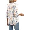 image:imageXIEERDUO 34 Length Sleeve Womens Tops V Neck T Shirts Both Side Buttons Blouses Business Casual Outfits Loose FitZ Floral White