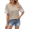 image:imageXIEERDUO Womens Summer Tops Dressy Casual Blouses for Women V Neck Short Sleeve Shirts Fashion Clothes Curved Hem FlowyZ Brown Geometry