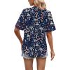 image:imageXIEERDUO Womens Summer Tops Dressy Casual Blouses for Women V Neck Short Sleeve Shirts Fashion Clothes Curved Hem FlowyZ Navy Printed