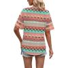 image:imageXIEERDUO Womens Summer Tops Dressy Casual Blouses for Women V Neck Short Sleeve Shirts Fashion Clothes Curved Hem FlowyZ Pink Geometry