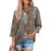 image:imageXIEERDUO 34 Length Sleeve Tops for Women Business Casual Blouses Slit Side Shirts Blouses Summer Fashion Clothes 20261floral Multicolor