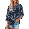 image:imageXIEERDUO 34 Length Sleeve Tops for Women Business Casual Blouses Slit Side Shirts Blouses Summer Fashion Clothes 20261floral Navy