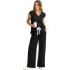image:imageXIEERDUO Sweat Suit For Women 2 Piece Set Two Piece Outfits Summer Athleisure Sets Black XL