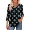 image:imageXIEERDUO 34 Length Sleeve Womens Tops Dressy Casual Blouses for Women 2025 Trendy V Neck T Shirts Summer ClothesZ Black Snowflake