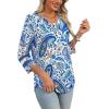 image:imageXIEERDUO 34 Length Sleeve Womens Tops Dressy Casual Blouses for Women 2025 Trendy V Neck T Shirts Summer ClothesZ Blue Floral